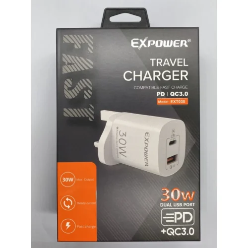 EXPOWER TRAVEL CHARGER PD & QC 3.0 ADAPTIVE - 30W (ACC102)