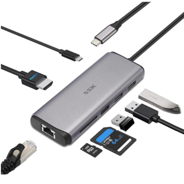 SSK TYPE C 8 IN ONE MULTI-FUNCTION ADAPTER SC202